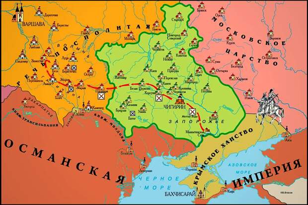 Карта Малороссии 16-17 вв (изображение взято из открытых источников)