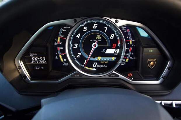 Приборная панель суперкара Lamborghini Aventador.