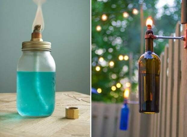 Светильники из бутылок и банок