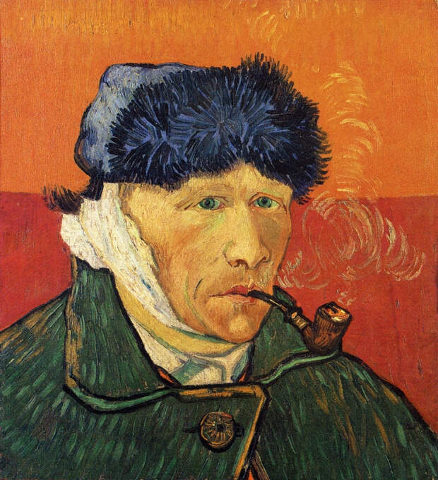 Автопортрет с отрезанным ухом и трубкой - Ван Гог