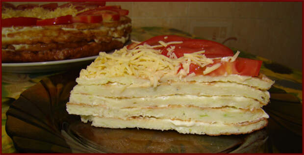 Закусочный кабачковый торт Закусочный кабачковый торт