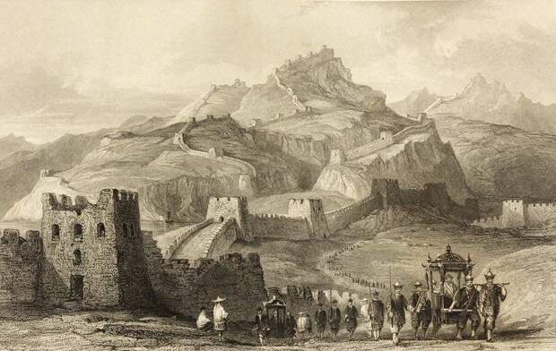 Великая Китайская стена, автор Томас Аллом, 1845 г., база данных библиотеки Табернакль-Тауншип.