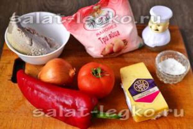 Ингредиенты для пригот овления салата из болгарского перца и языка