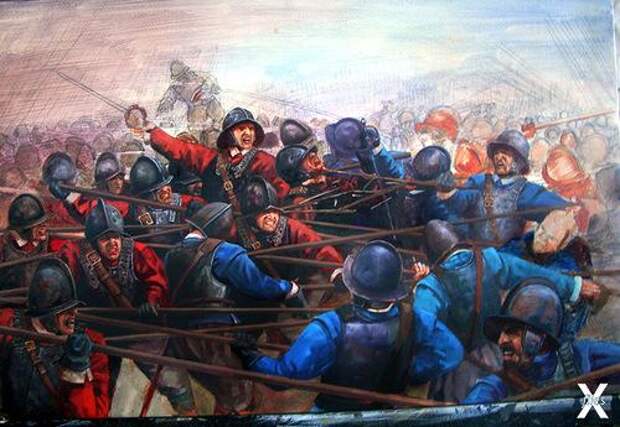 Сражение при Марстон-Муре в 1644 году. "Железнобокие" Кромвеля отражают атаку войск короля