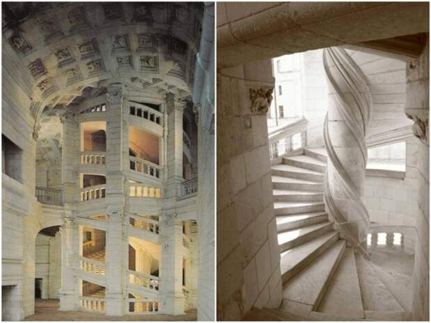Лестница является особым произведением искусства, очень быстро превратившаяся в модный элемент архитектуры (Замок Шамбор, Франция).