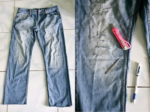 как сделать рваные джинсы фото_1