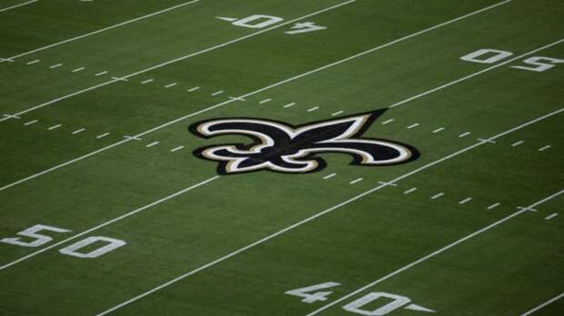 New Orleans Saints logo on field