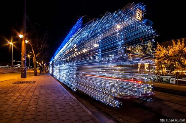 trams08 Чудесные светящиеся трамваи в ночном Будапеште