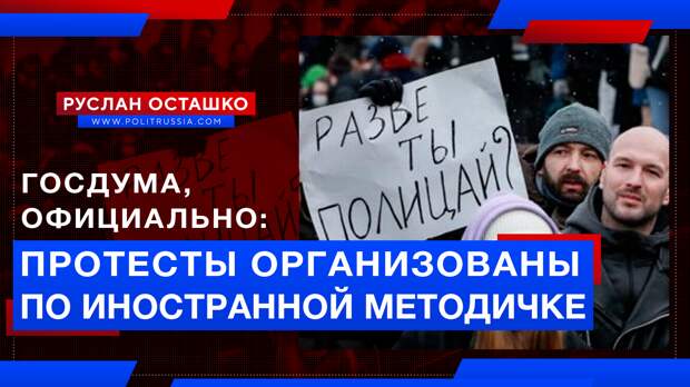 Госдума официально признала, что протесты в России организованы по иностранной «методичке»