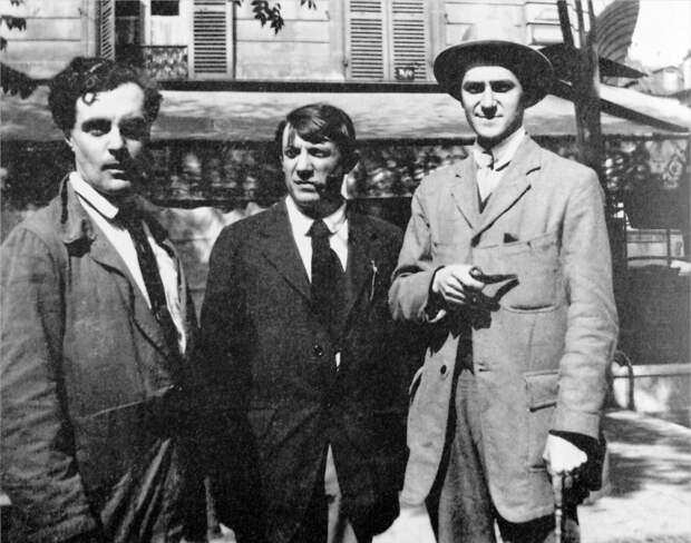 Модильяни, Пикассо и Андре Сальмон. \ Фото: wikipedia.org.