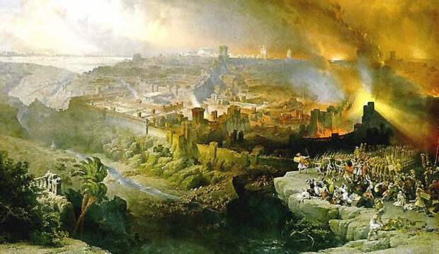 Разрушение Второго храма во время Первой Иудейской войны (70 г. до Р. Х.). Художник Ф. Айец, 1867