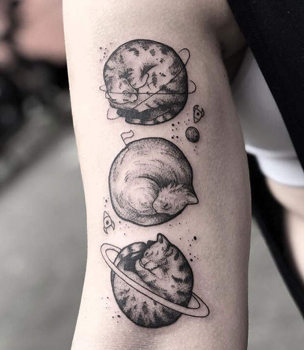 Разные крутые татуировки с котиками