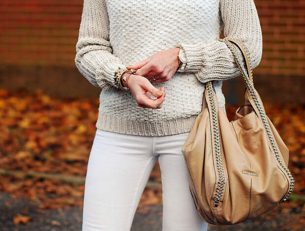 Winter whites (skinny jeans and textured sweater) - over 40 fashion