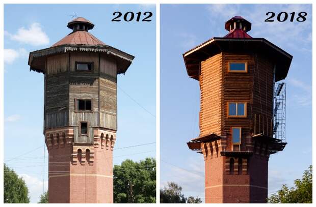 Так изменился фасад старинной башни за шесть лет.