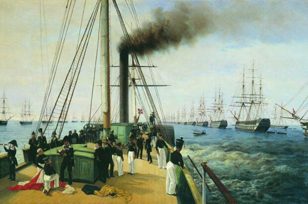 Смотр Балтийского флота Николаем I на пароходе Невка в 1848 году. 1850–1860-е
