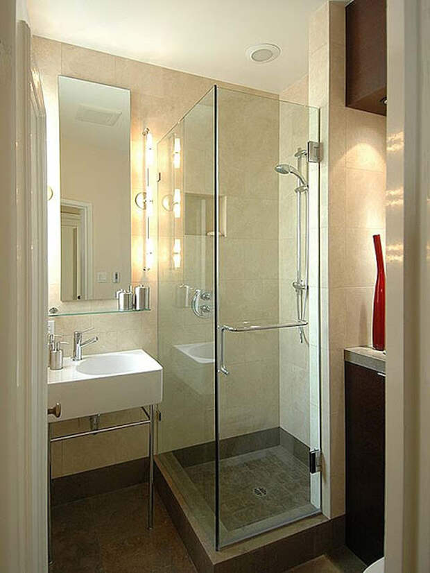 Пример отличного интерьера ванной в хрущевке в современном стиле