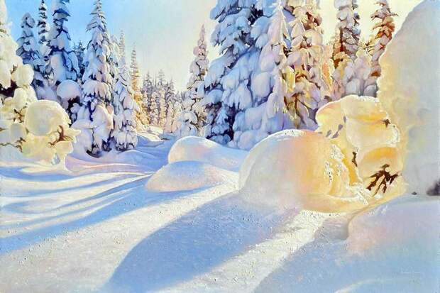 Richard Mravik. Winter glow (oil on panel)