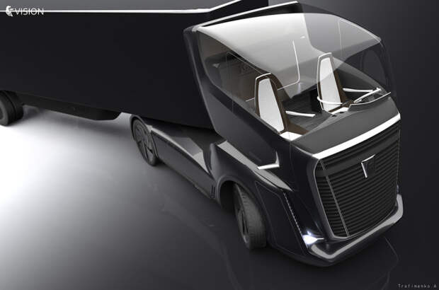 Большая «стеклянная» кабина концепта КамАЗ Vision.