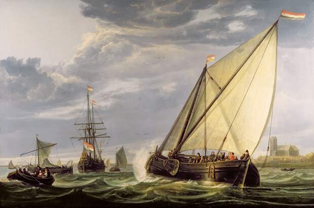 Корабли на Маасе -- 1650-55, 100х152, Коллекция Уоллес Лондон