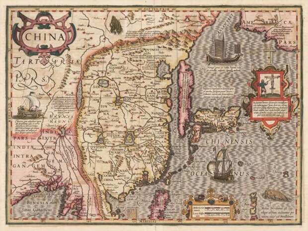 Карта Китая, составленная Джокодом Хондиусом, 1606 г., New World Cartographic, Чикаго.