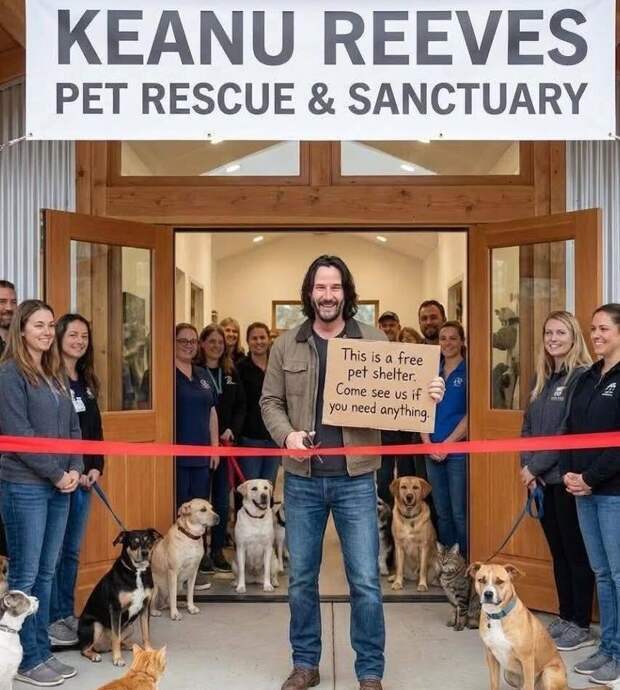 Киану Ривз открыл крупнейший в мире бесплатный приют для кошек и собак