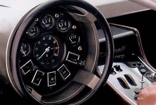 1971 Maserati Boomerang автодизайн, интерьер, руль