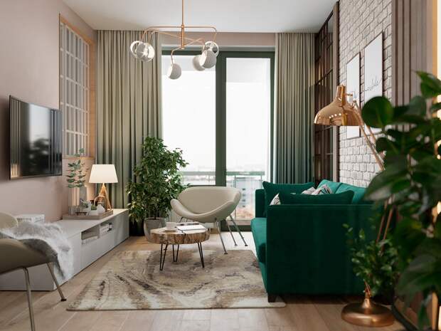 Если вы любите зеленый...Современная трехкомнатная квартира с зелеными акцентами