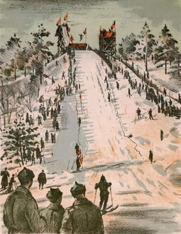 Павлов Семен Андреевич (Россия, 1893-1941) «Военно-лыжные соревнования» 1940