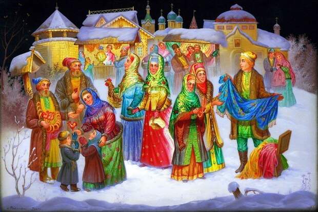 Русская зима Русская зима. Федоскинская лаковая миниатюра.