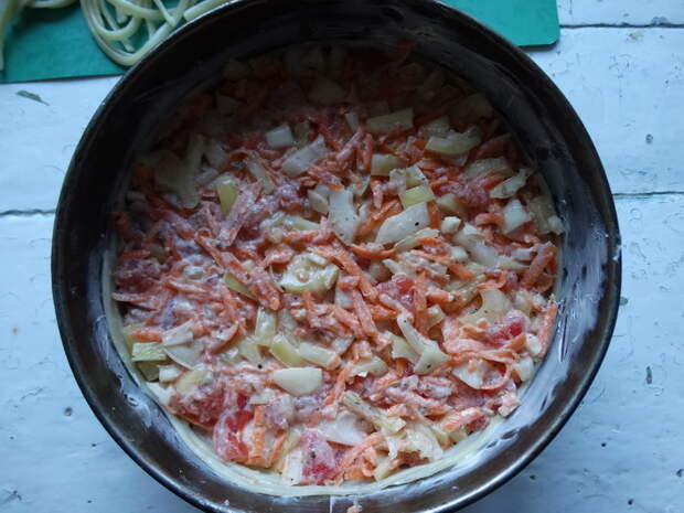 Французский пирог без муки и теста «Тимбаль с мясом». Всё просто он готовится из макарон!