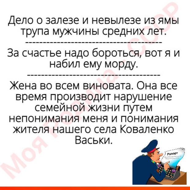 Так и запишем... Из показаний и милицейских протоколов