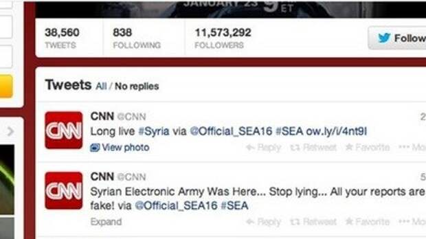 Сирийские хакеры взломали аккаунты CNN