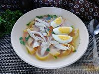 Фото к рецепту: Суп с курицей и тыквенной лапшой