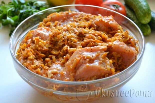 шашлык в овощном маринаде