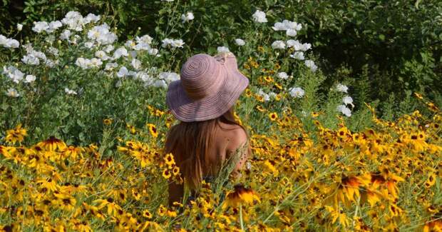 Женщина в цветочном поле
