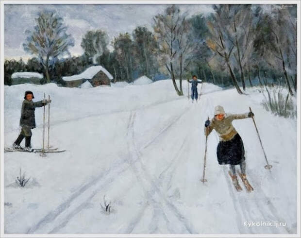 Ледяев Николай Михайлович (Россия, 1893-1974) «Лыжница» 1930-е