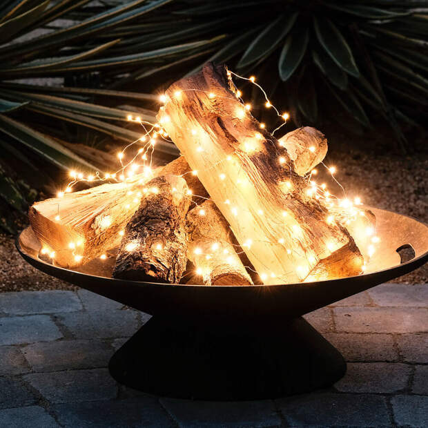 Картинки по запросу christmas lights in fire pit
