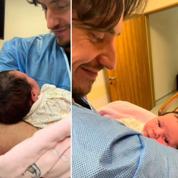 Заботливый отец: Сергей Полунин проводит время с новорожденной дочкой