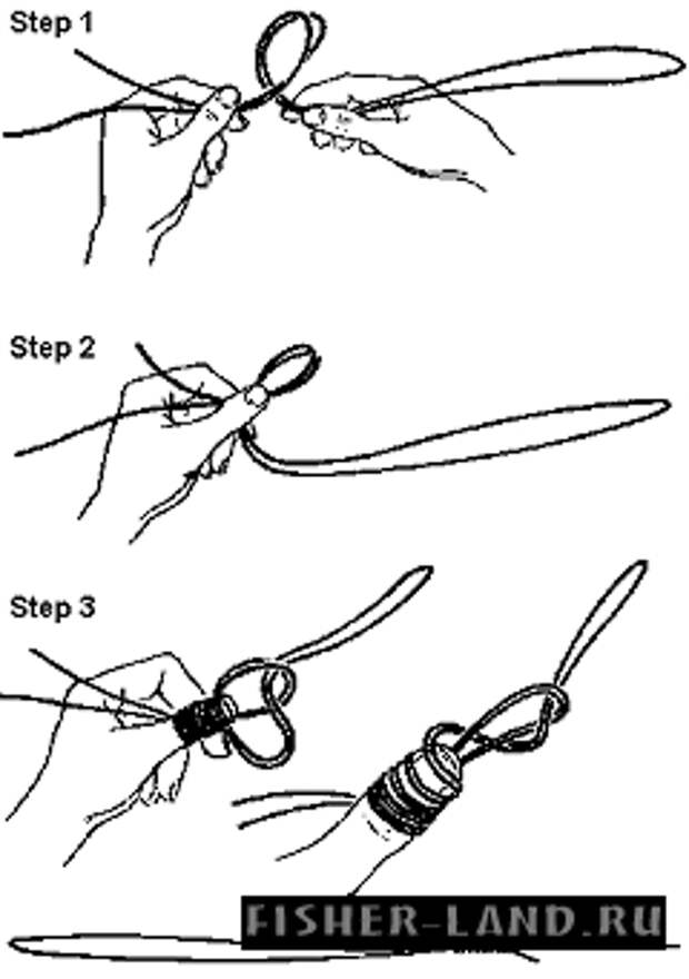 Как привязать вертлюжок к леске схема