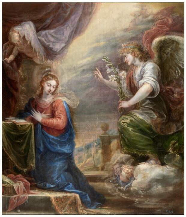 Благовещение, Франсиско Риси. \ Фото: artehistoriaestudios.blogspot.com.