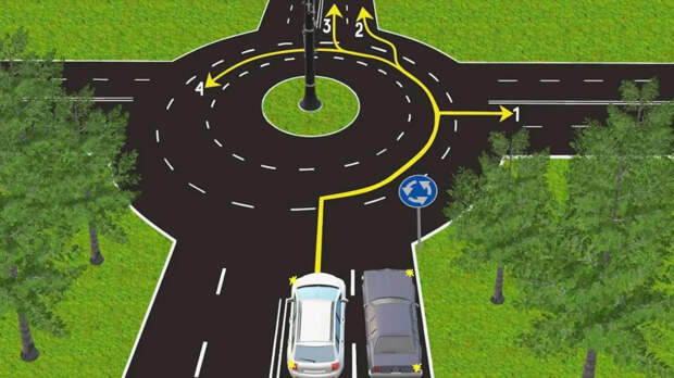 Какой указатель поворота по правилам надо включать при въезде на круговой перекресток