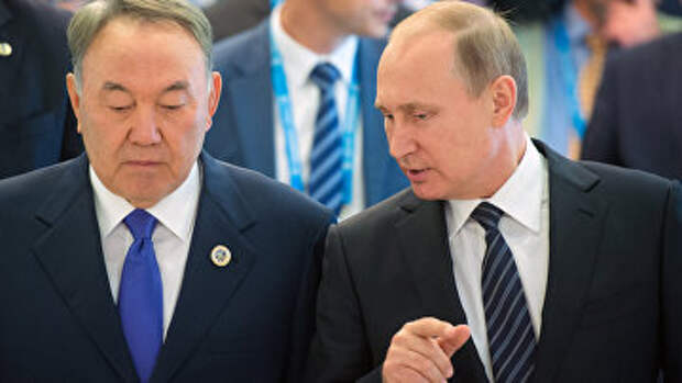 Президент РФ Владимир Путин и президент Казахстана Нурсултан Назарбаев. Архивное фото