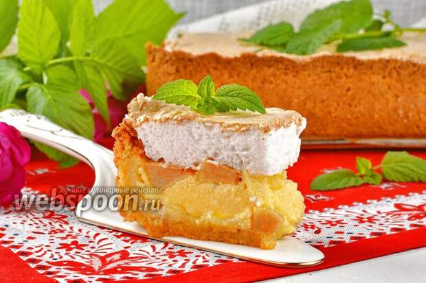 Фото Песочный пирог с творогом и яблоками