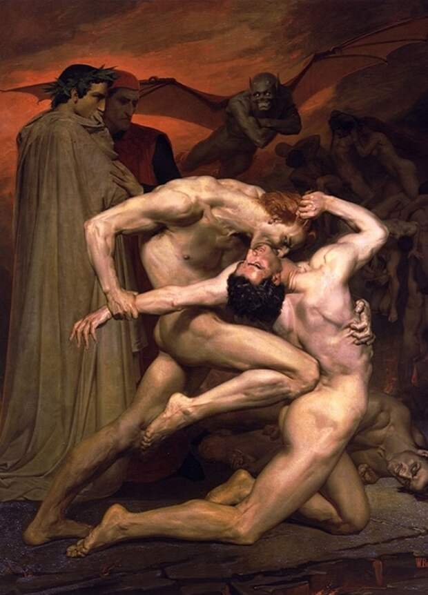 Данте и Вергилий в аду. В. Бугро, 1850 год. | Фото: artscroll.ru.