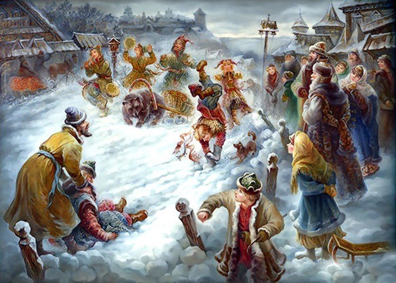 Русская зима Русская зима. Федоскинская лаковая миниатюра.
