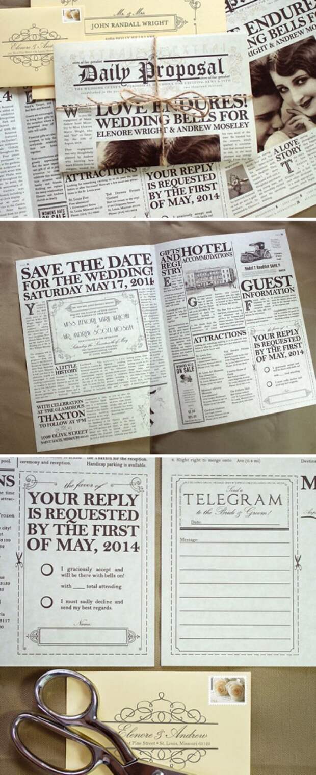 Vintage Newspaper Invitation