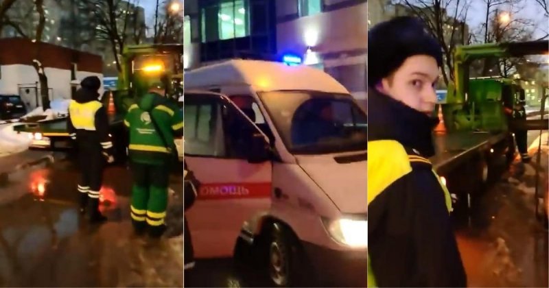 Московские эвакуаторщики не пропускают скорую помощь с включенными спецсигналами авто, беспредел, видео, мади, скорая помощь, спецсигнал, эвакуатор, эвакуация