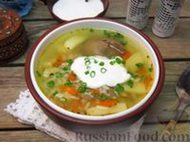 Фото к рецепту: Суп с куриной печенью и рисом