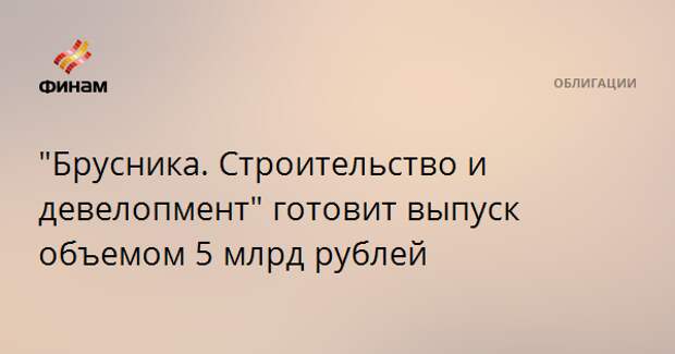 "Брусника. Строительство и девелопмент" готовит выпуск объемом 5 млрд рублей