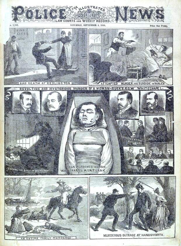 Как была убита первая жертва. История в картинках в "The Illustrated Police News" от 8 сентября 1888 г. Как была убита первая жертва. История в картинках в "The Illustrated Police News" от 8 сентября 1888 г.